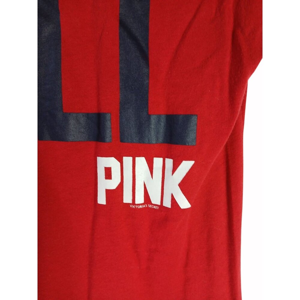 Victorias Secret Pink Red Sox V Neck T Shirt L Boston Play Ball Red Blue White - Picture 8 of 15